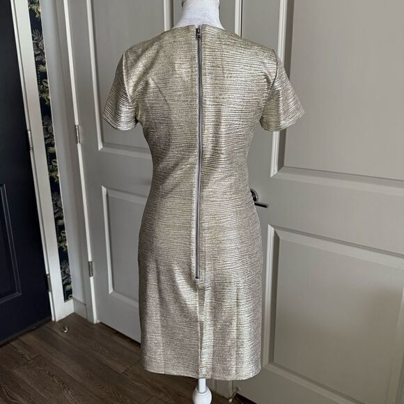 NWT Alice + Olivia Delora Silver Metallic Mini Cocktail Party Dress Size 8 - Picture 6 of 9